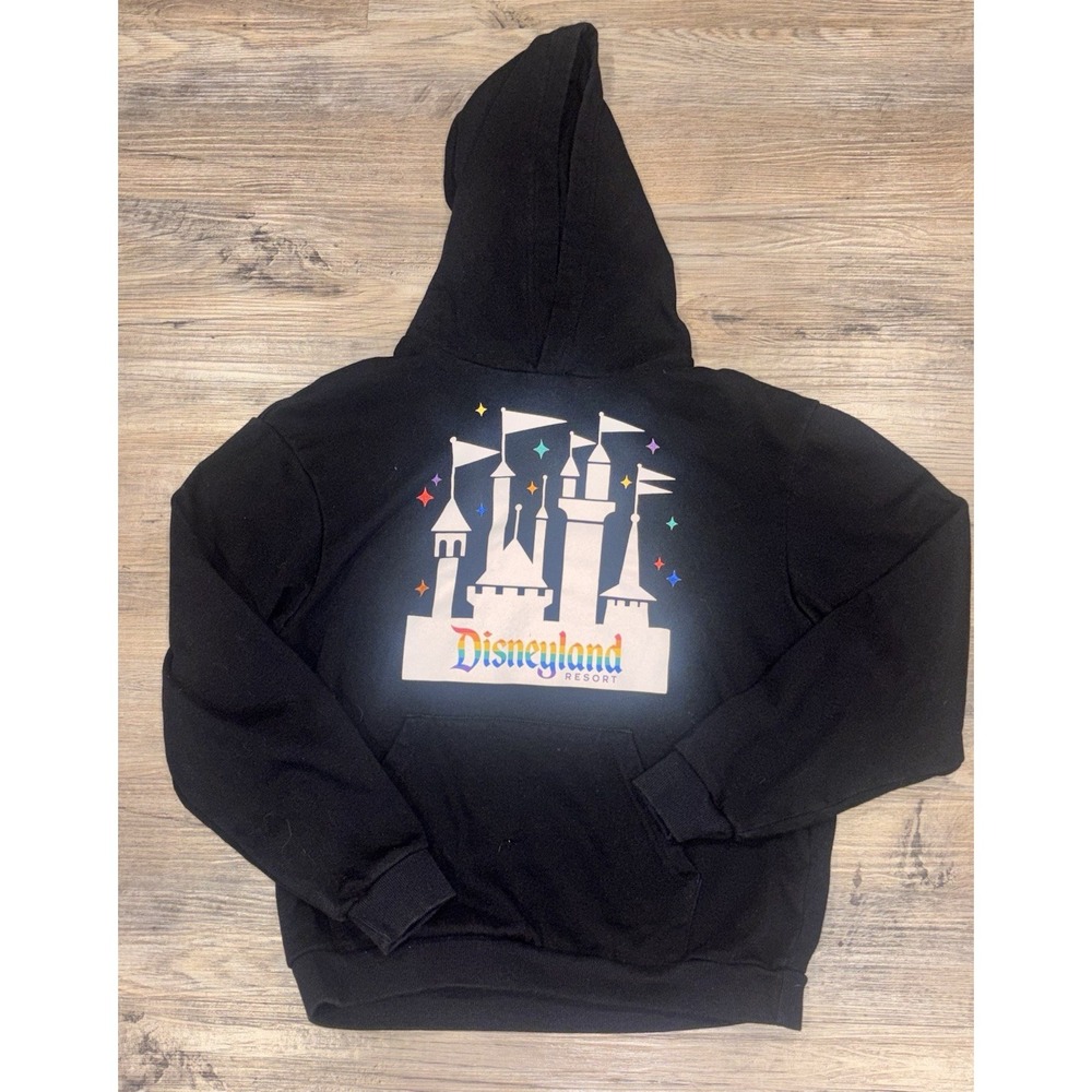 Disney Pride Collection Disneyland Resort Rainbow Castle Hoodie Black Woman Sz S